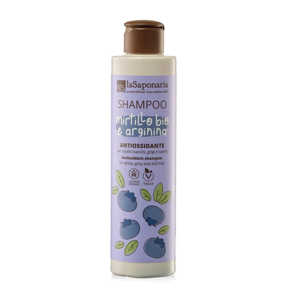 laSaponaria Shampooing antioxydant pour cheveux gris à la myrtille BIO et à l'arginine 200 ml