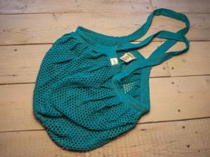 Sac en maille avec petits yeux - turquoise