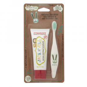 Set d'action Dentifrice pour enfants - Fraise (50 g) Brosse à dents pour enfants Bunny - set à prix réduit