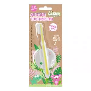 Jack n Jill Brosse à dents en silicone pour enfants avec bouclier de sécurité (1 pièce) - pour les enfants de 1 à 2 ans