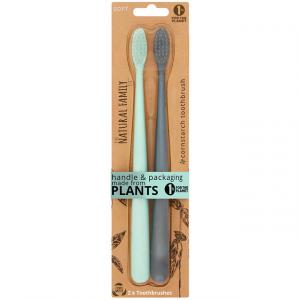 NFco. Set de brosses à dents SOFT - gris menthe (2 pièces) - fabriqué à partir d'amidon de maïs sans OGM