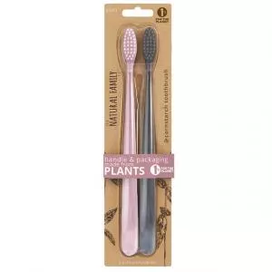 Jack n Jill NFco. Set de brosses à dents SOFT - rose gris (2 pcs) - en amidon de maïs sans ogm