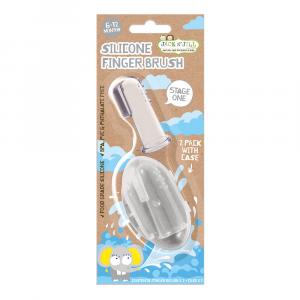 Brosse à dents en silicone pour bébés (2pcs) étui - pour les enfants de 6 à 12 mois