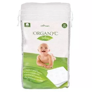 Organyc Carrés de nettoyage en coton pour enfants (60 pcs) - 100% coton biologique