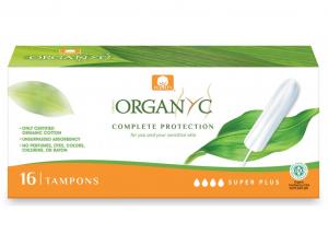 Tampons Super Plus (16 pcs) - 100% coton biologique, 4 gouttes