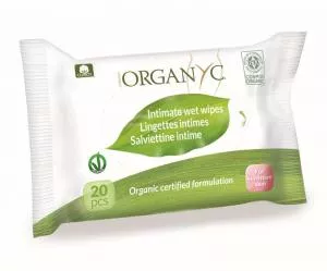 Organyc Lingettes humides BIO pour l'hygiène intime (20 pcs) - 100% coton biologique
