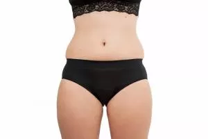 Pinke Welle Culotte Menstruelle Bikini Noir - Moyen Noir - htr. et des menstruations légères (XL)